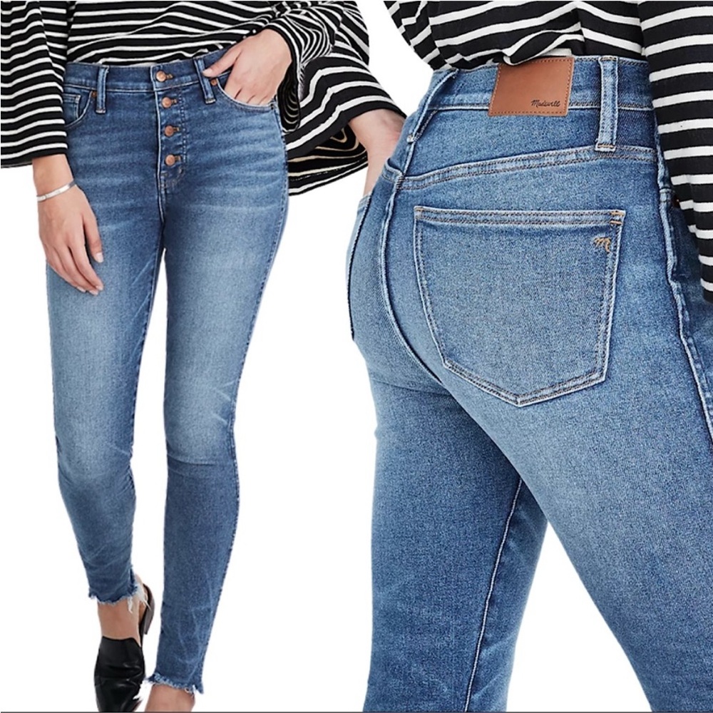 Madewell 10” High Rise Skinny Button Fly Raw Hem Jeans 26